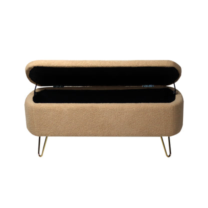 Camel Ottoman Bench with Gold Legs