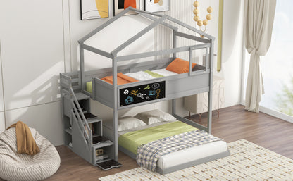 Twin-Full Storage Bunk Bed – Gray