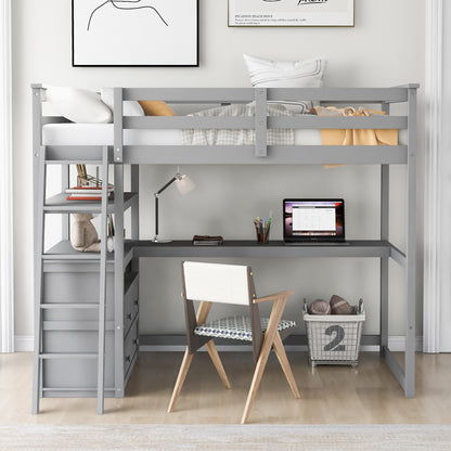 Twin Loft Bed Gray