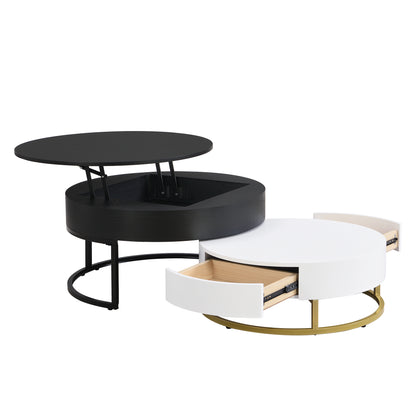 Lift-Top Coffee Tables with Drawers Black