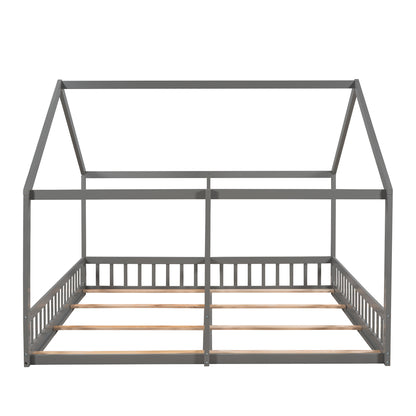 Twin House Platform Bed Gray
