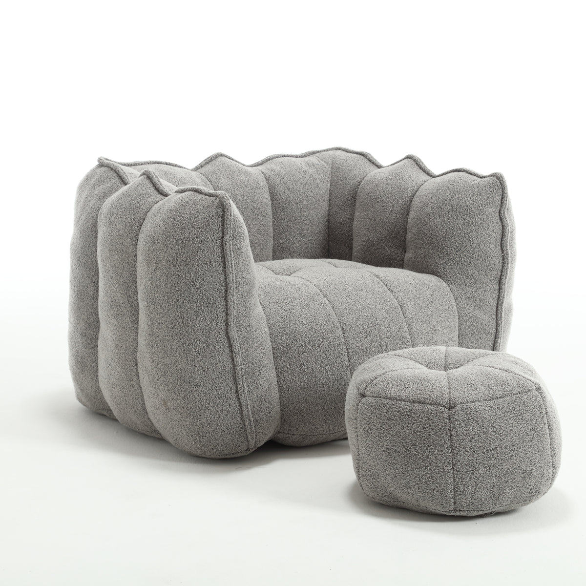 Soft Bean Bag Chair – Beige High-Resilience Foam