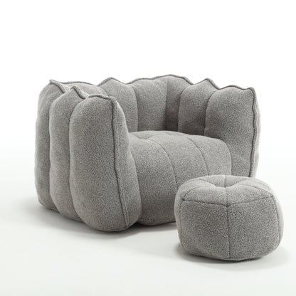 Soft Bean Bag Chair – Beige High-Resilience Foam