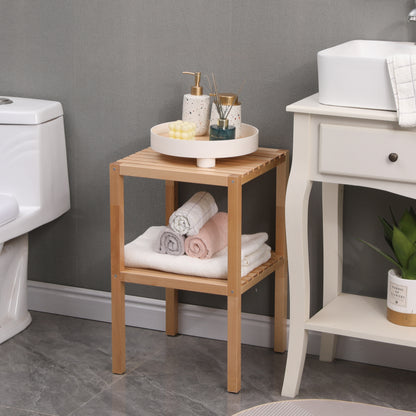 Natural Birch 3-Tier Bathroom Storage Shelf – Solid Wood Freestanding Organizer Rack