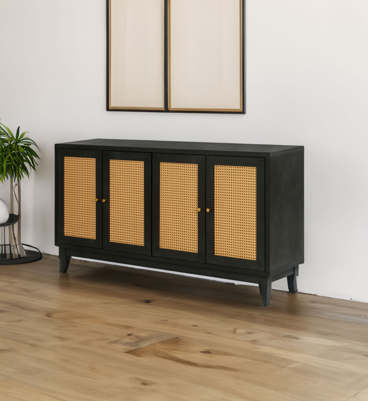 Rattan Sideboard Cabinet – Black