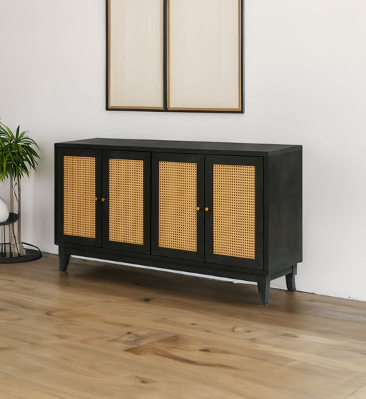 Rattan Sideboard Cabinet – Black
