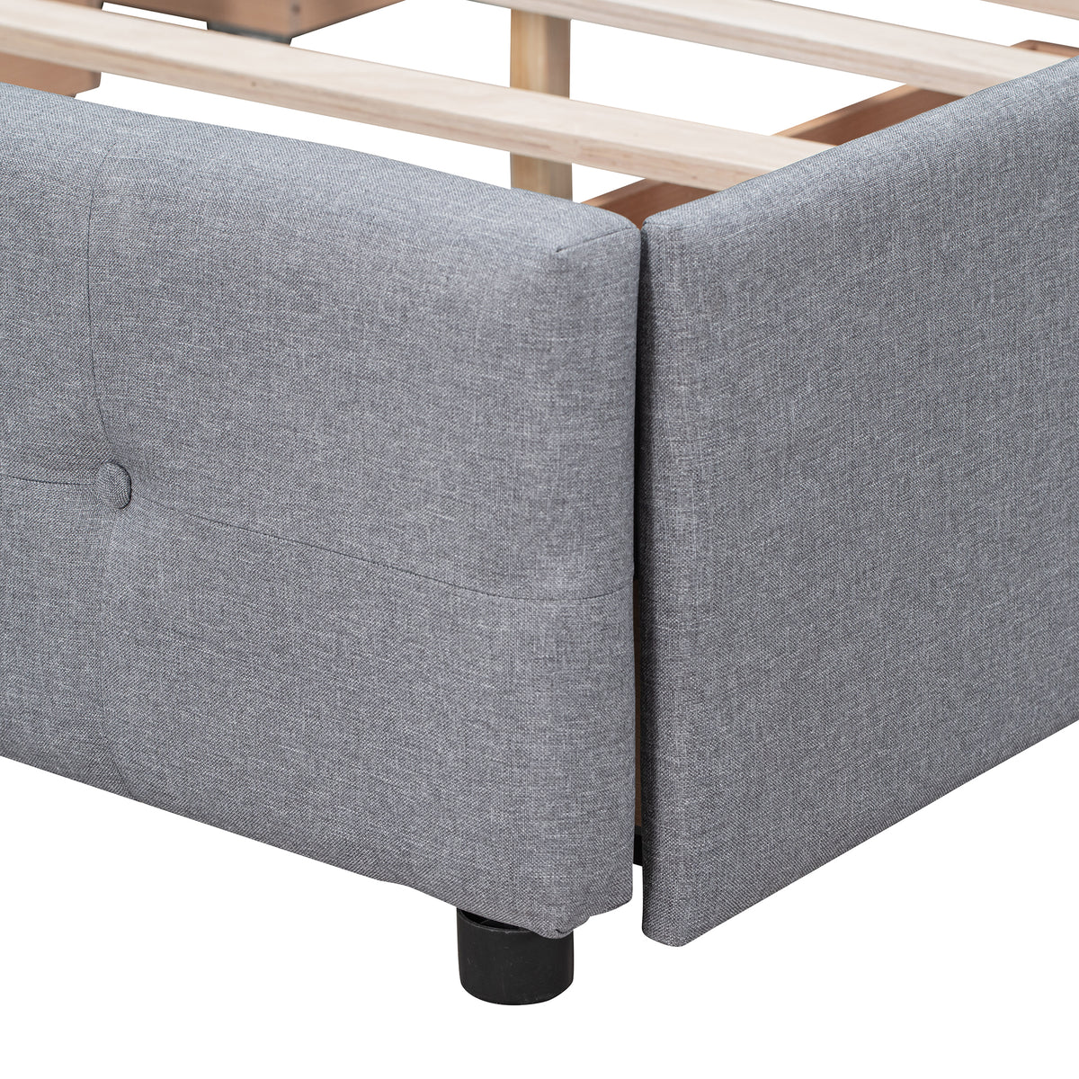 Upholstered Platform Bed with Drawers Light Gray