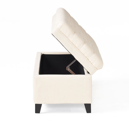 Juliana Velvet Storage Ottoman Beige