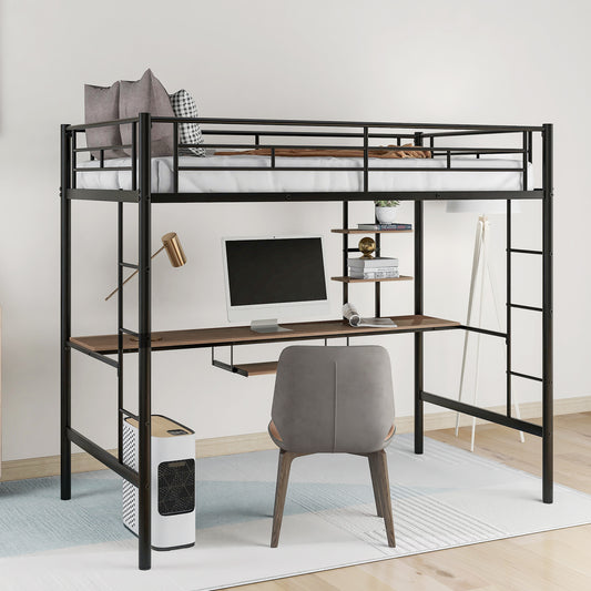 Twin Loft Bed with Desk Space-Saving Design