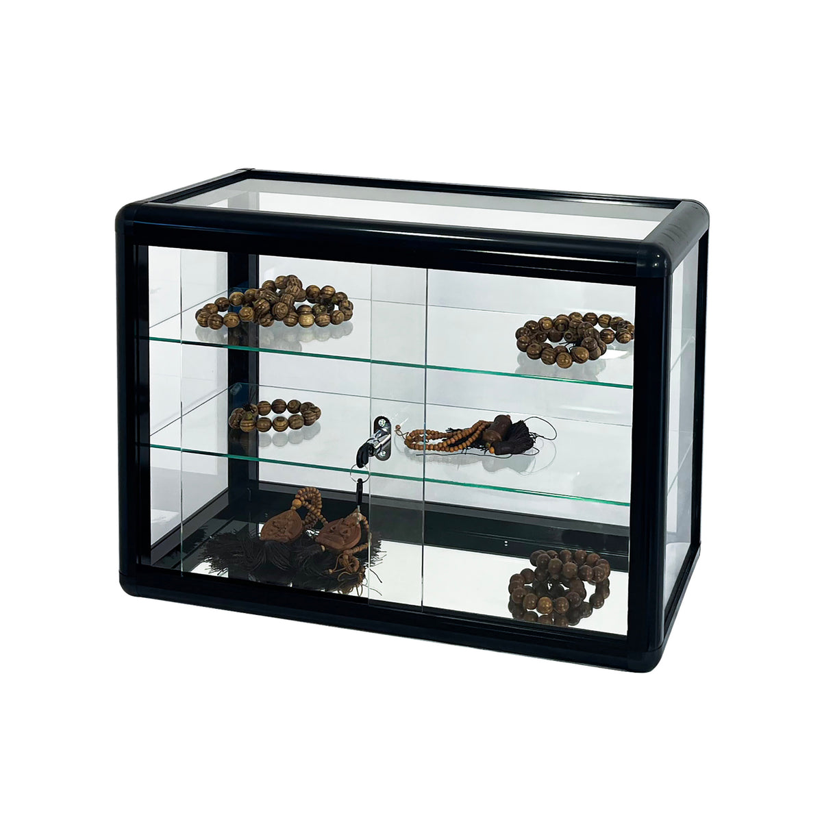 Tempered Glass Display Cabinet with Sliding Doors
