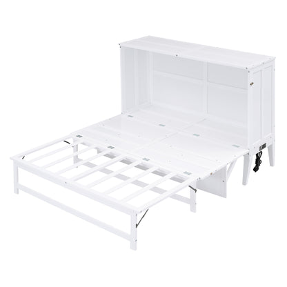 Queen Size Murphy Bed with USB Ports and Storage Shelf