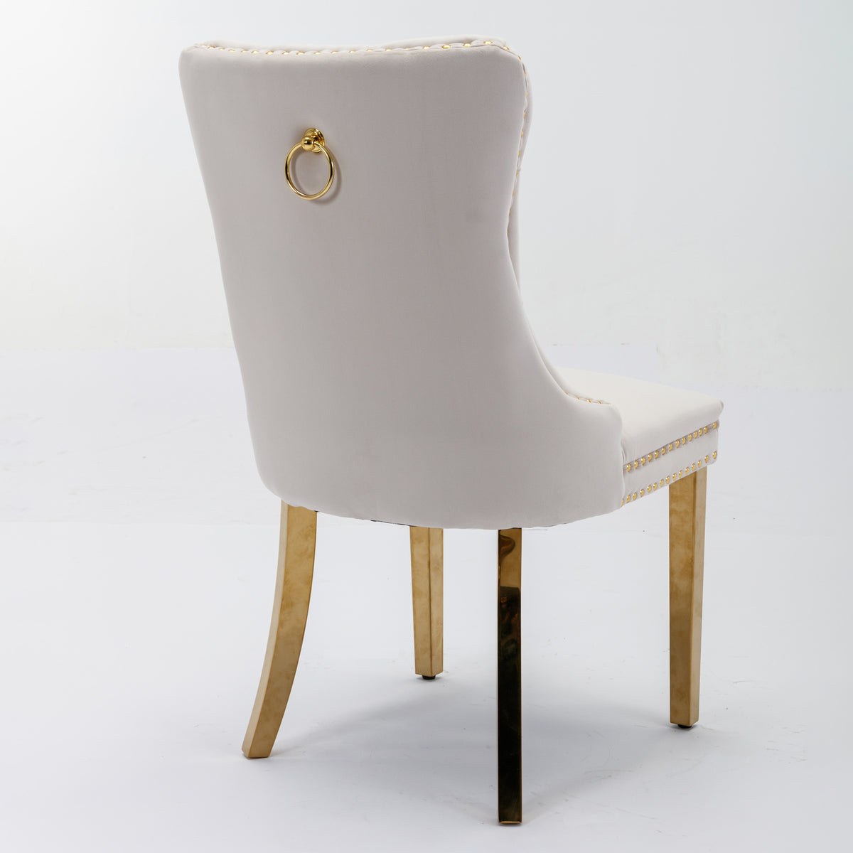 Tufted Dining Chairs Set of 2 Beige & Gold