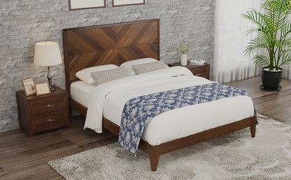 Mid-Century Platform Bed Walnut Queen