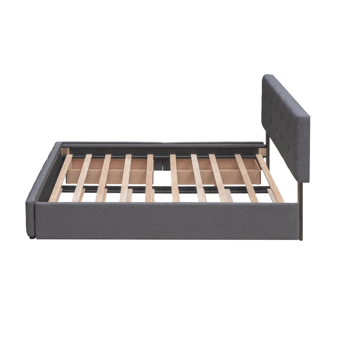 Upholstered Platform Bed Queen Dark Gray