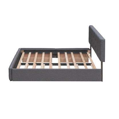 Upholstered Platform Bed Queen Dark Gray
