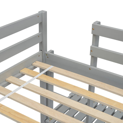 Twin Loft Bed with Ladder Gray