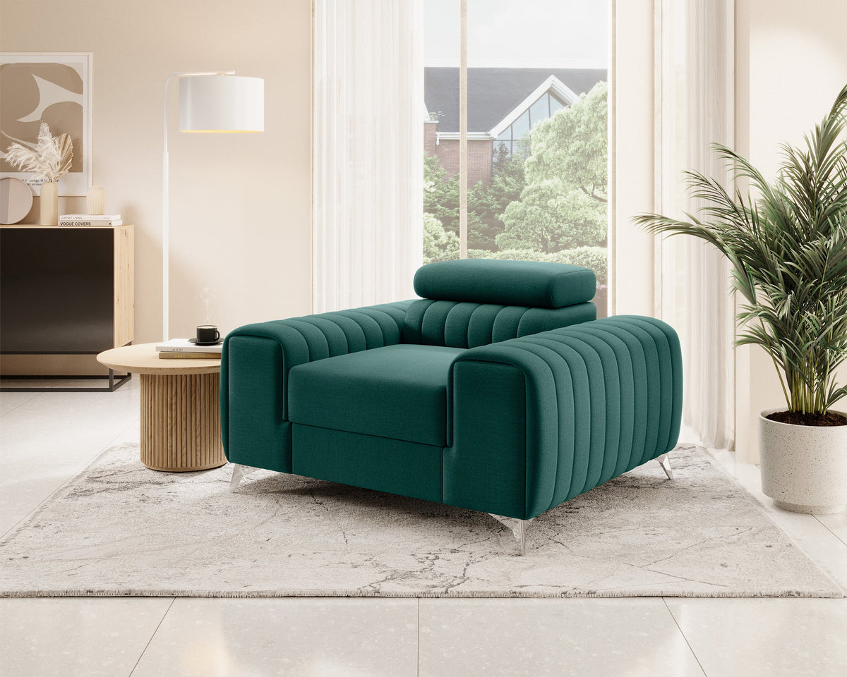 Laurence Modern Accent Chair - Teal Green