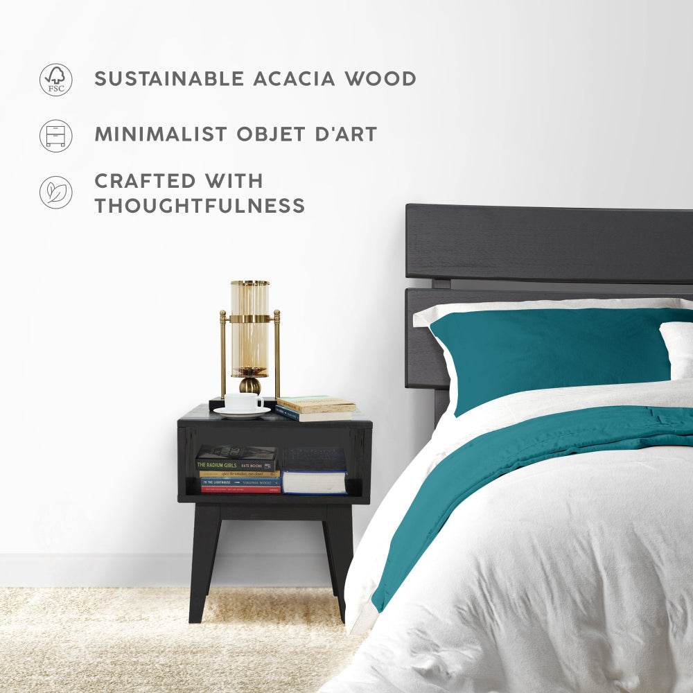 Aurora Solid Wood Bed Frame and Matching Nightstand Bedroom Set