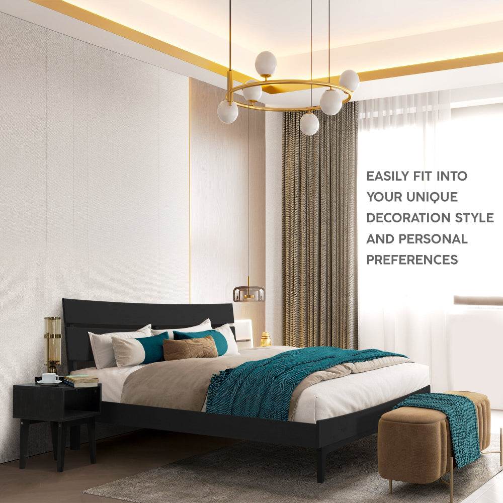 Aurora Solid Wood Bed Frame and Matching Nightstand Bedroom Set