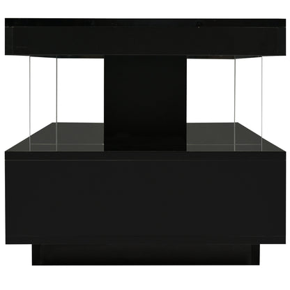 LED Coffee Table with Display and Storage Black