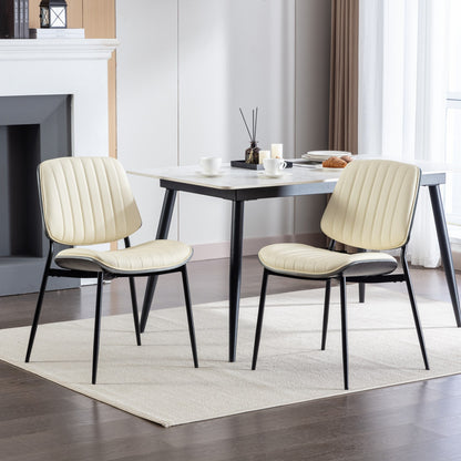 Retro Linen Dining Chairs Set of 2 Beige