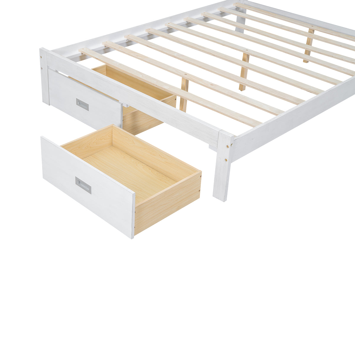 Full Platform Bed with LED Headboard White