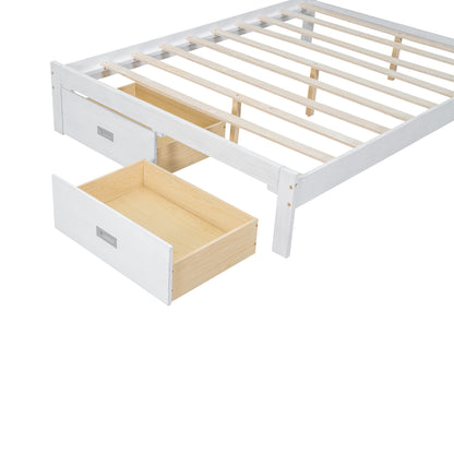 Full Platform Bed with LED Headboard White