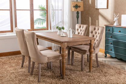 High-End Tufted Dining Chair Set Khaki
