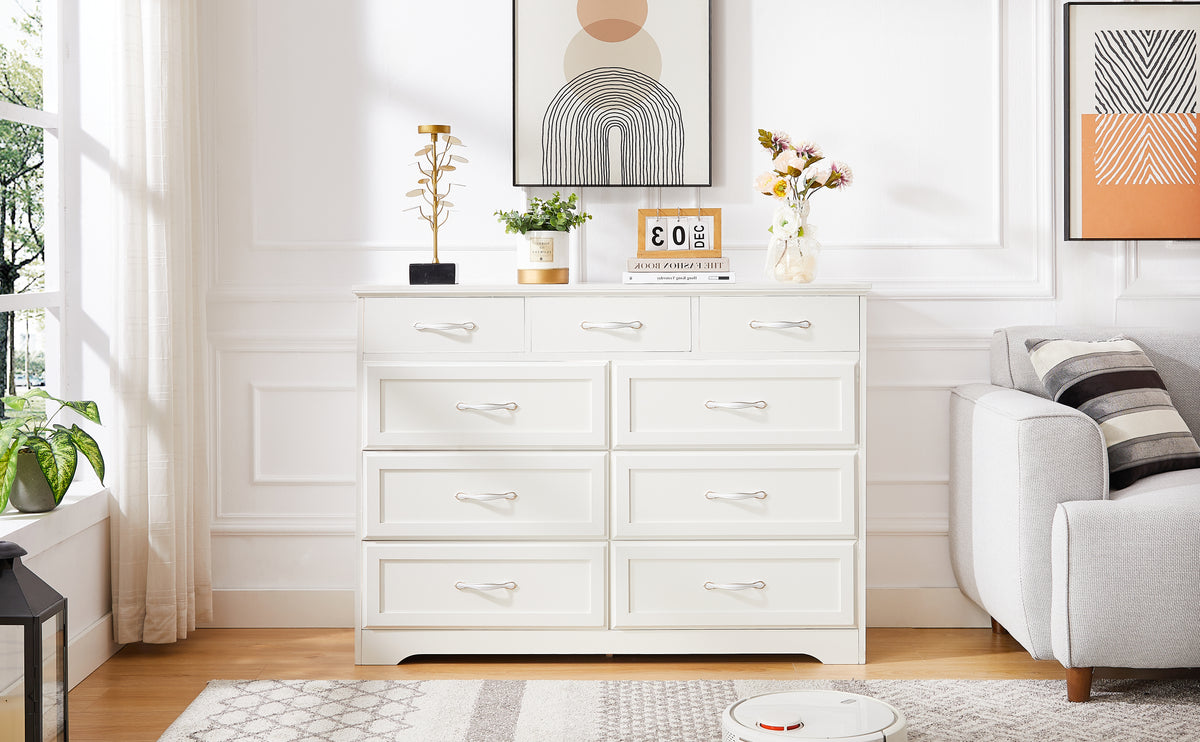 8-Drawer Bedroom Dresser – White