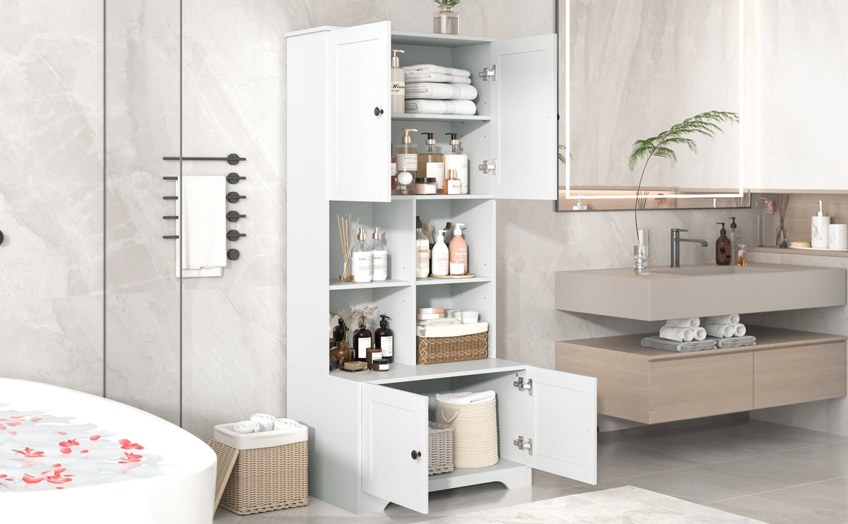 4-Door Bathroom Storage Cabinet White Finish