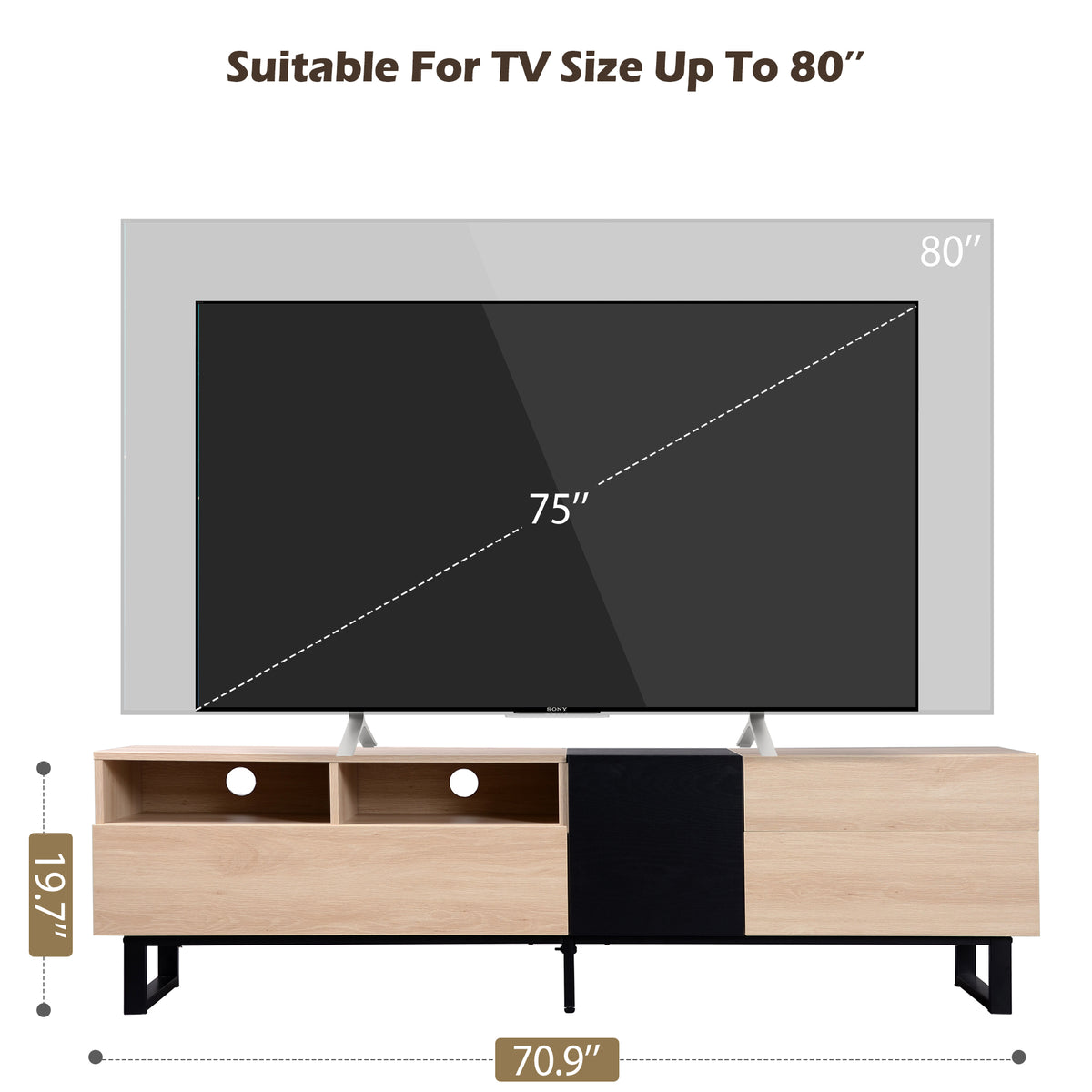 Modern 80" TV Stand with Storage Console