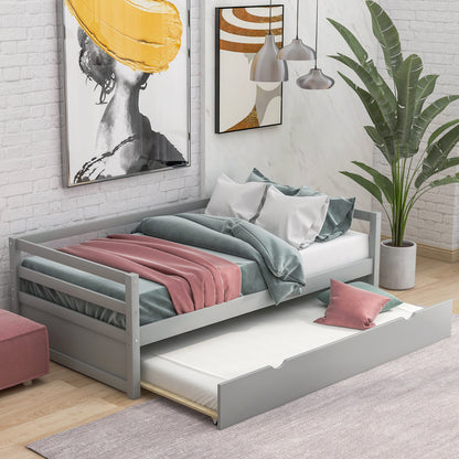 Twin Daybed with Trundle Gray