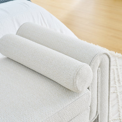 Linen Bedroom Storage Stool – White Finish