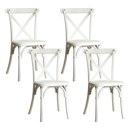 White Resin X-Back Dining Chair Set (4 pcs)