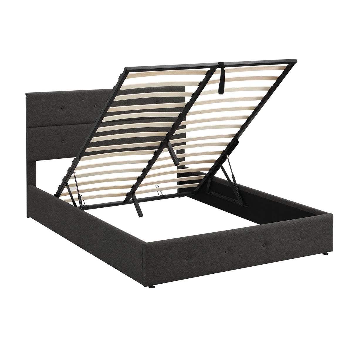 Upholstered Platform Bed with Storage Gray