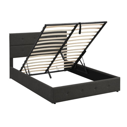 Upholstered Platform Bed with Storage Gray