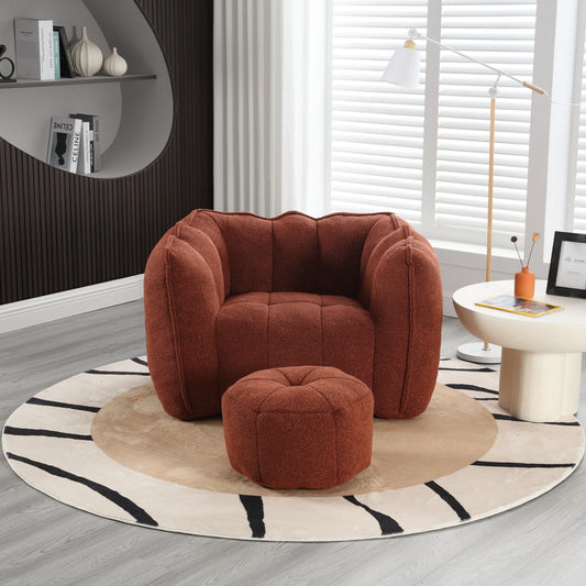 Bean Bag Chair with Footstool Gray