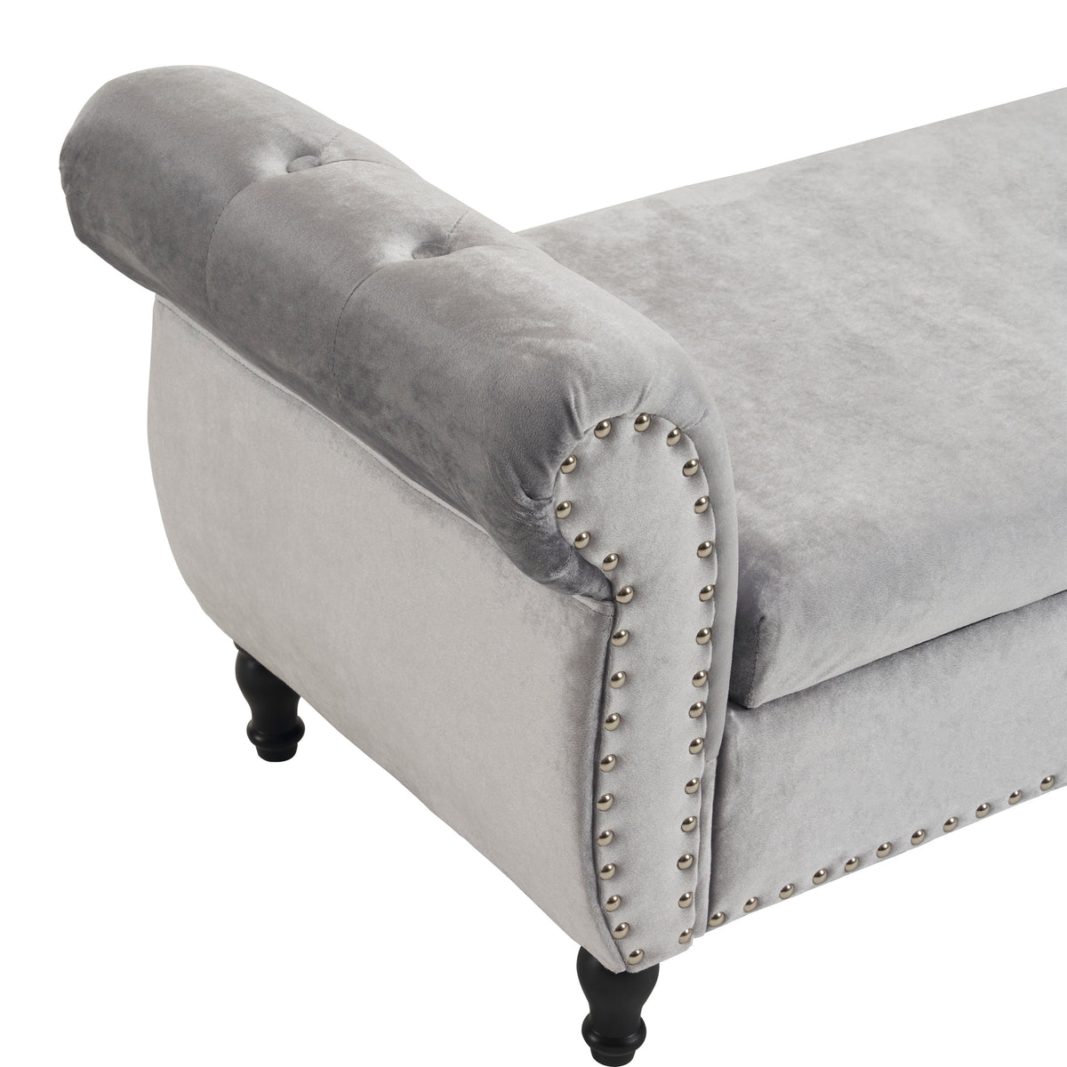 Velvet Storage Ottoman Bench Gray