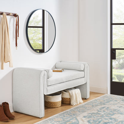 Linen Bedroom Storage Stool – White Finish