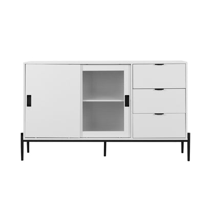 Modern White Console Cabinet with Sliding Doors