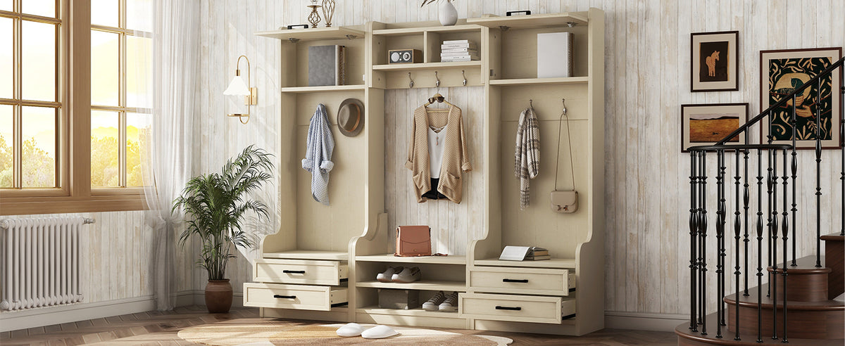 Hall Tree Cabinet Beige