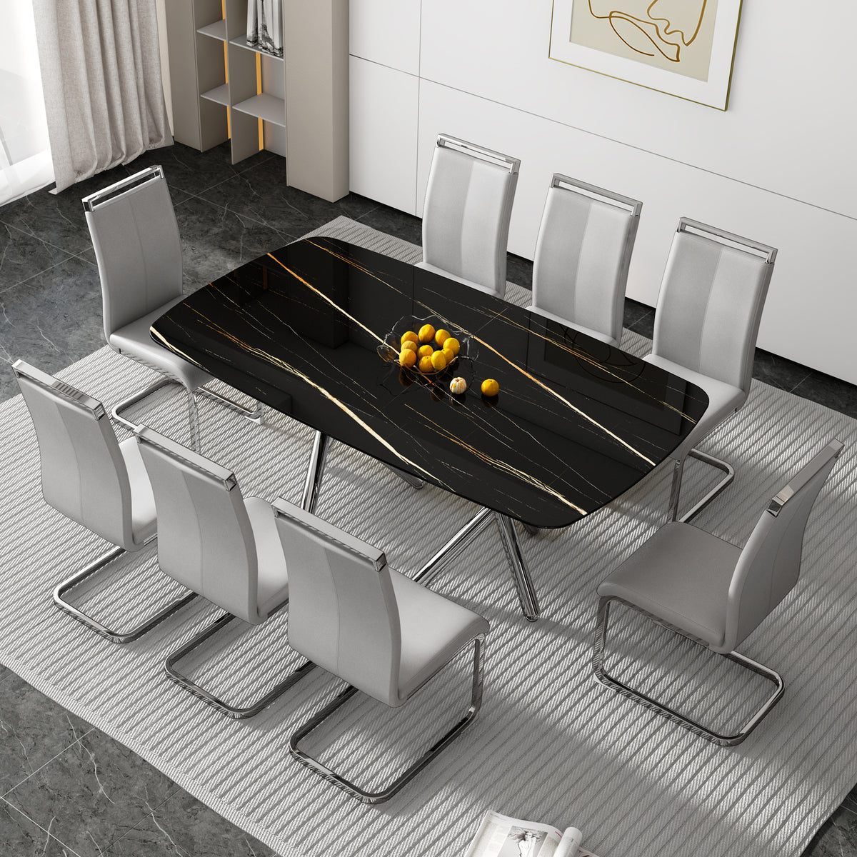 Large Minimalist Dining Table Gray