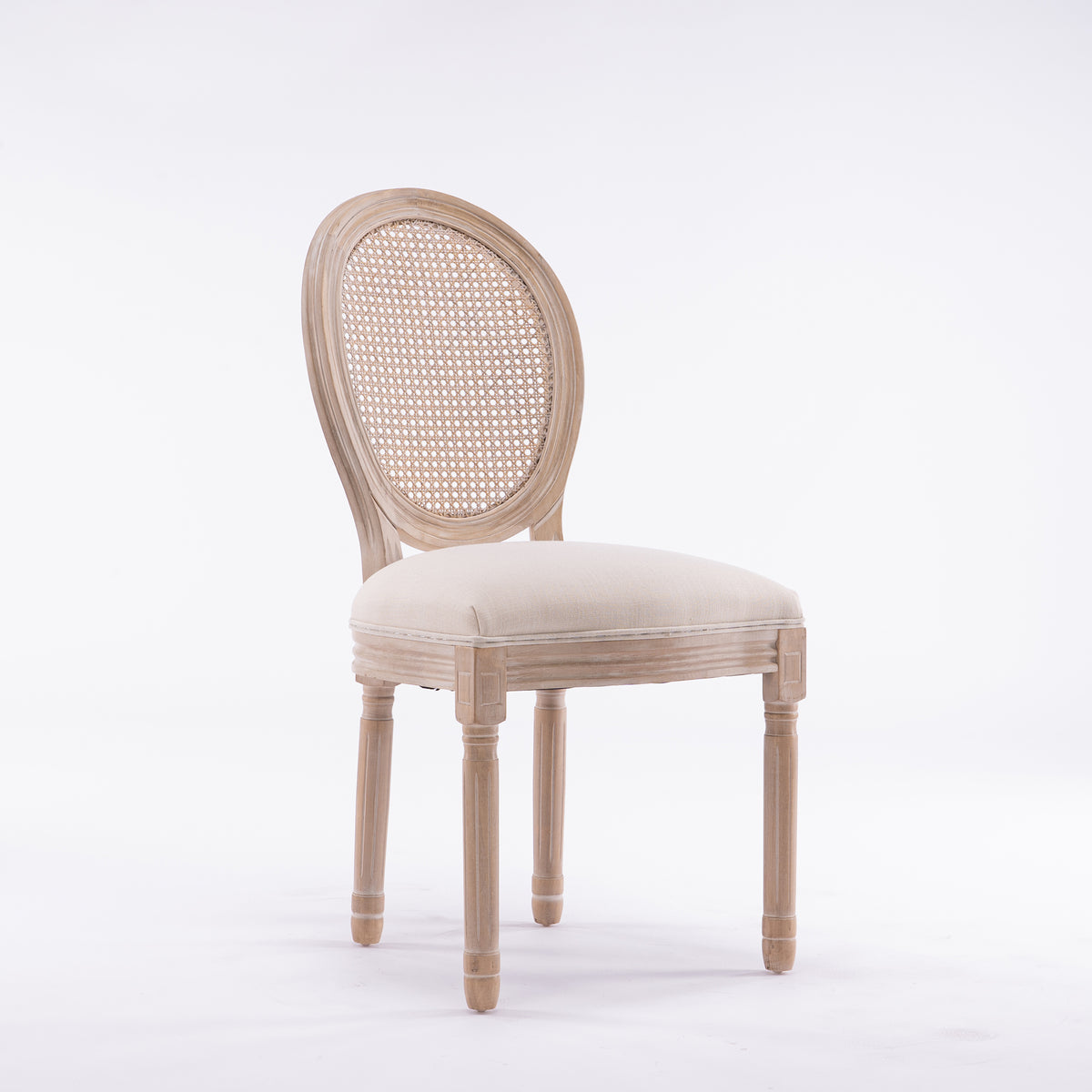 French Style Rattan Back Dining Chair Set (2 pcs) – Cream