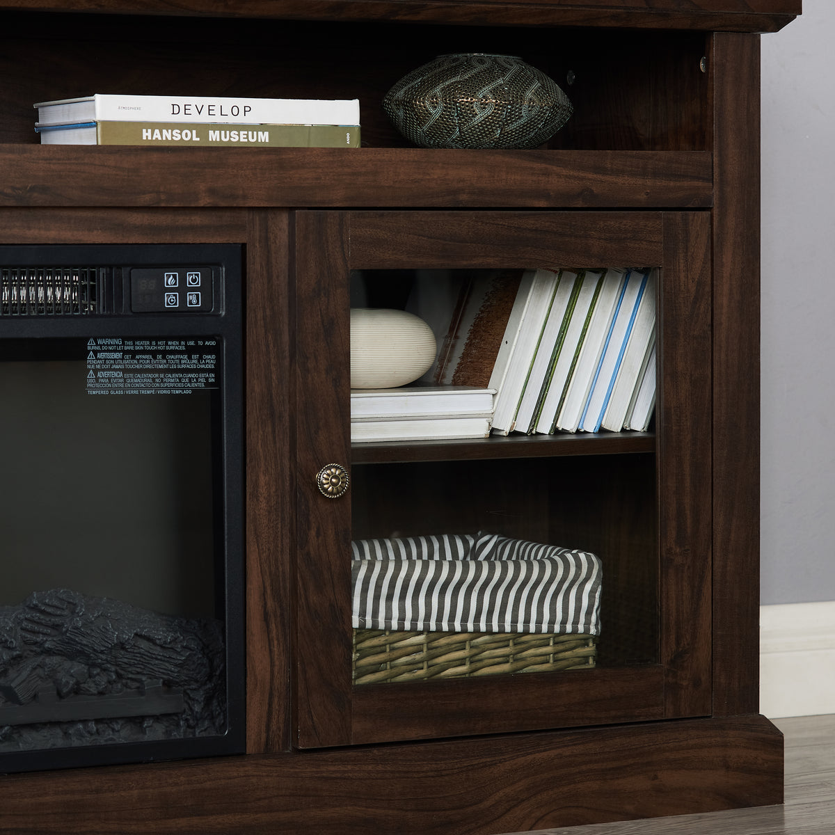 Contemporary Media Console with Fireplace – 65”