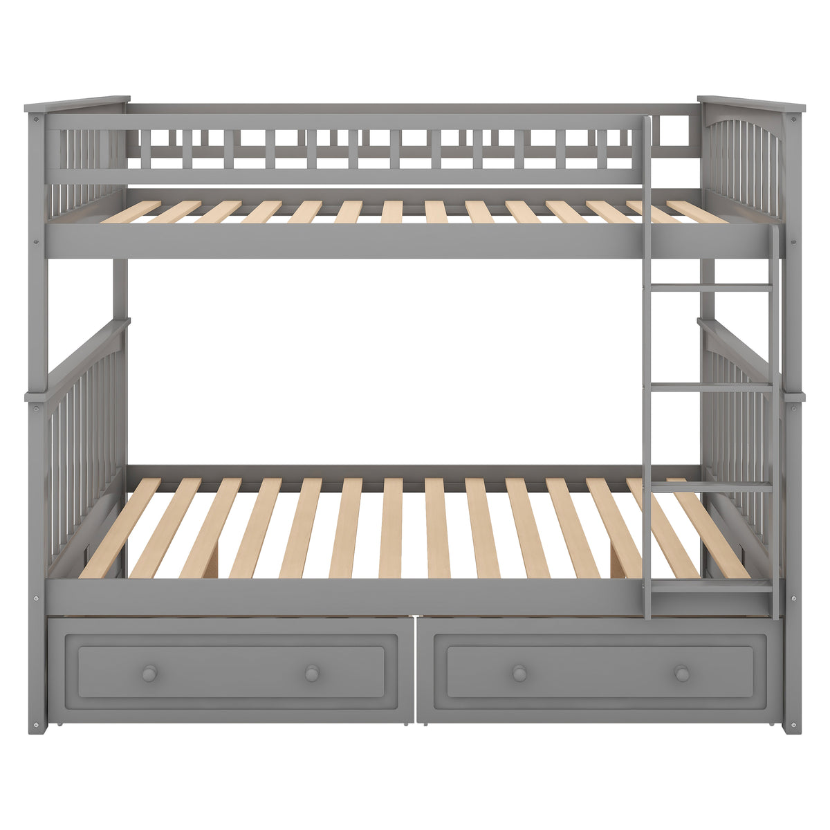 Convertible Full Bunk Bed with Drawers Gray