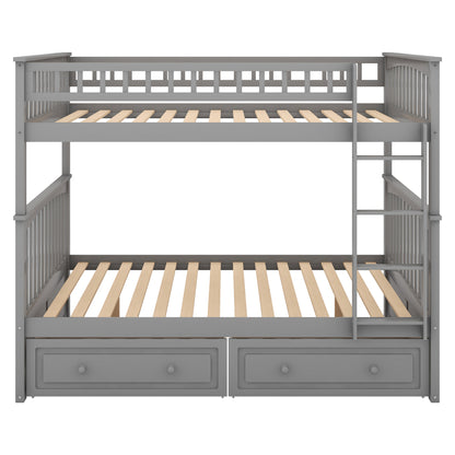 Convertible Full Bunk Bed with Drawers Gray
