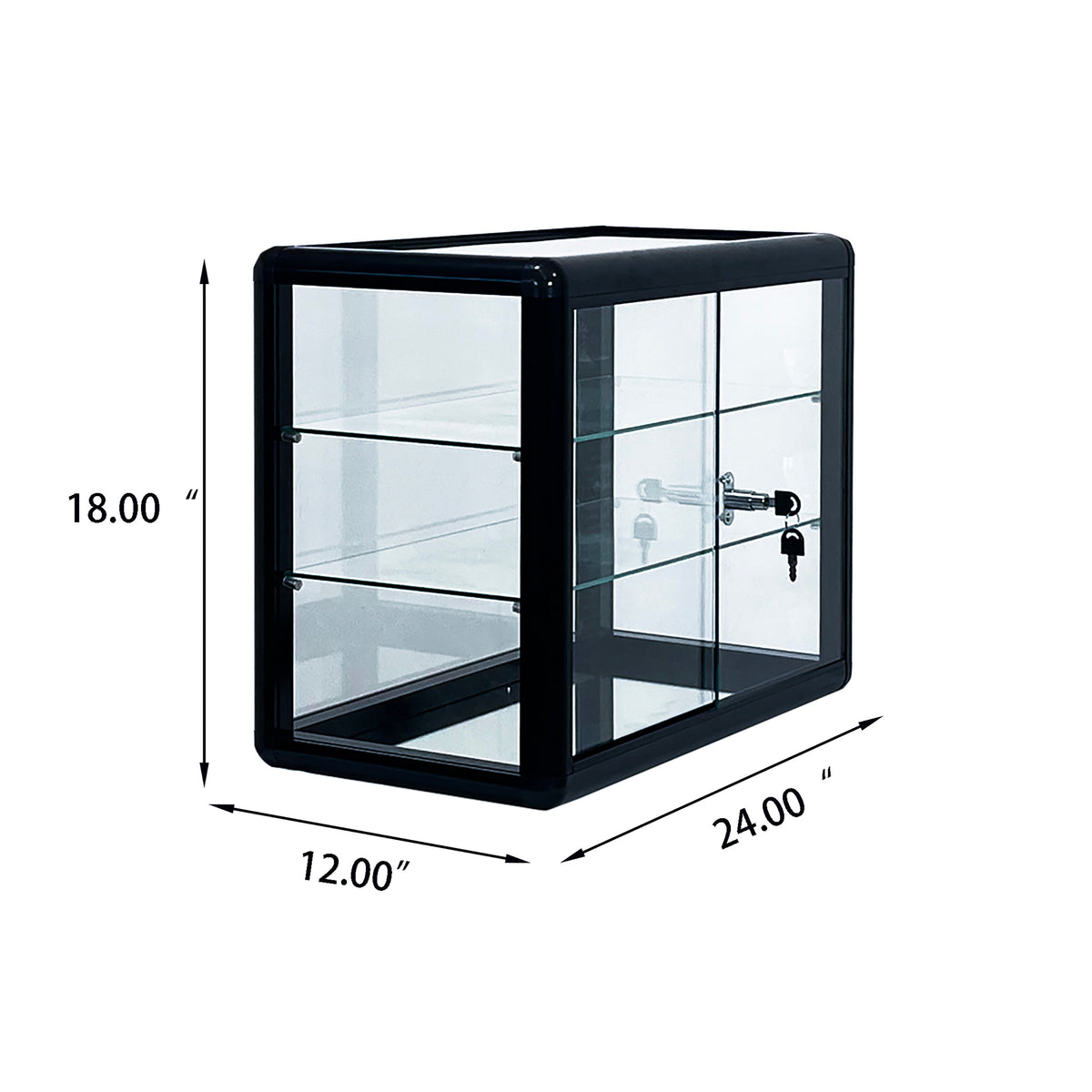 Tempered Glass Display Cabinet with Sliding Doors