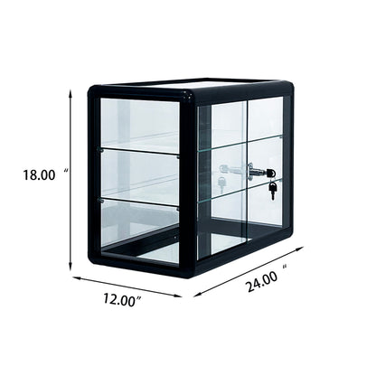 Tempered Glass Display Cabinet with Sliding Doors