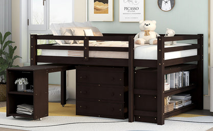 Full Loft Bed with Cabinet Espresso