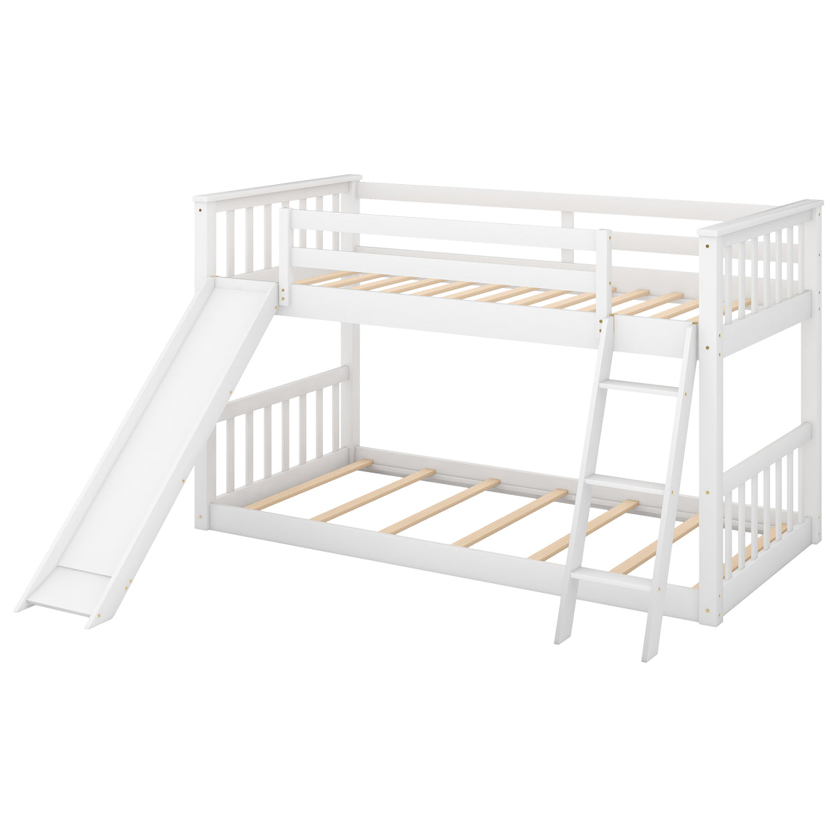 Twin Over Twin Bunk Bed with Slide White